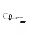 Kink - Stainless Steel with Silicone Ring Beaded Penis Plug 127mm x 8mm Weight 37g