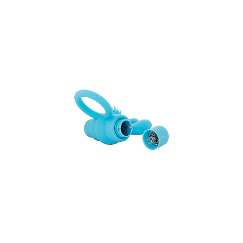 AMORE 10F RABBIT VIBRATING COCK RING  3.2 INCH BLUE